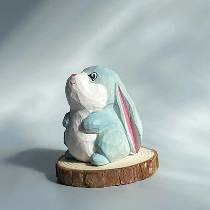 Handmade wooden rabbit figurine