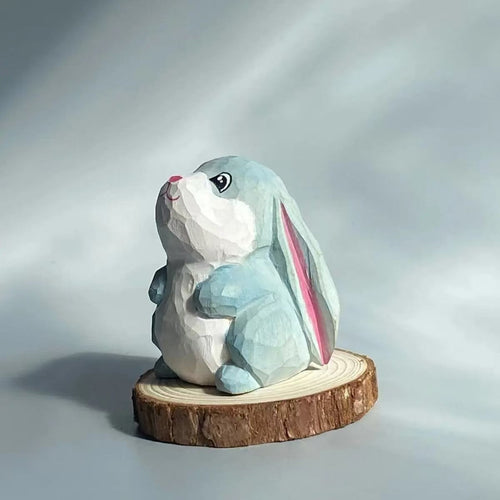 Handmade wooden rabbit figurine
